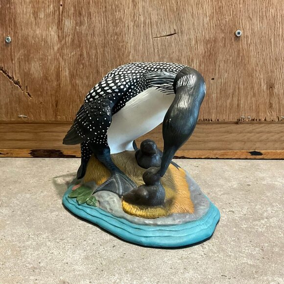Ceramic Loon Mother & Chicks Sculpture - Picture 2 of 10